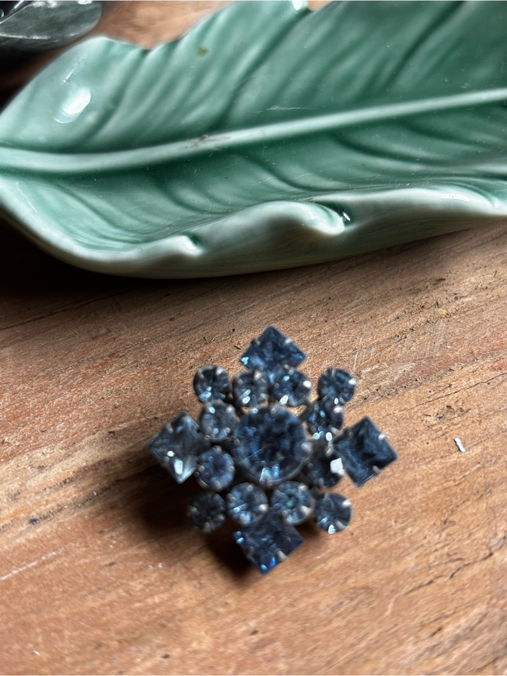Vintage Blue Crystal Cluster Brooch - Women's Jewelry